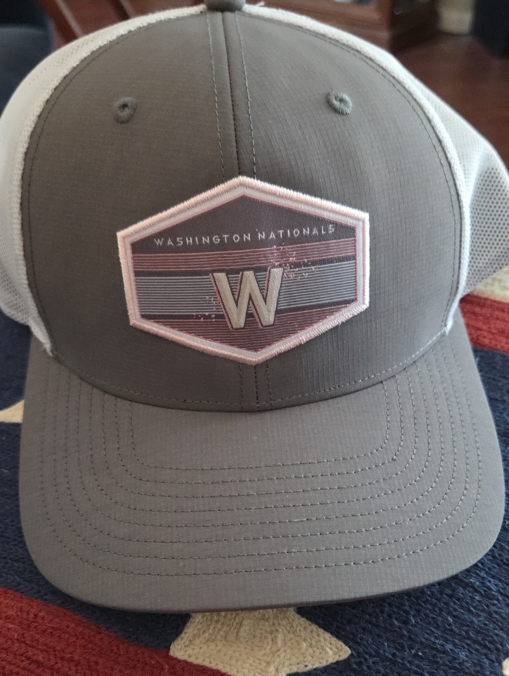 Washington Nationals MLB Grey and White Mesh Trucker Hat Snapback 47 Brand Cap